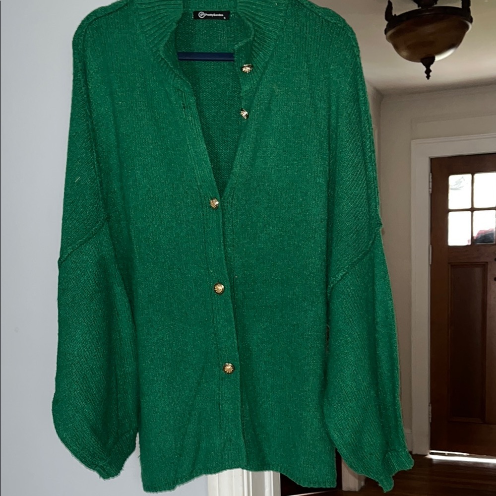 Pretty Garden Green Button-Up Cardigan